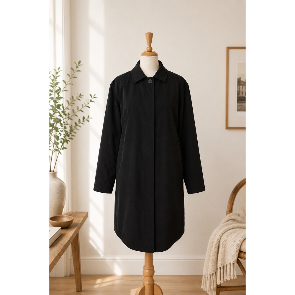 Tower London Fog Black Trenchcoat Spring Fall Dark Academia Trench Coat Size L